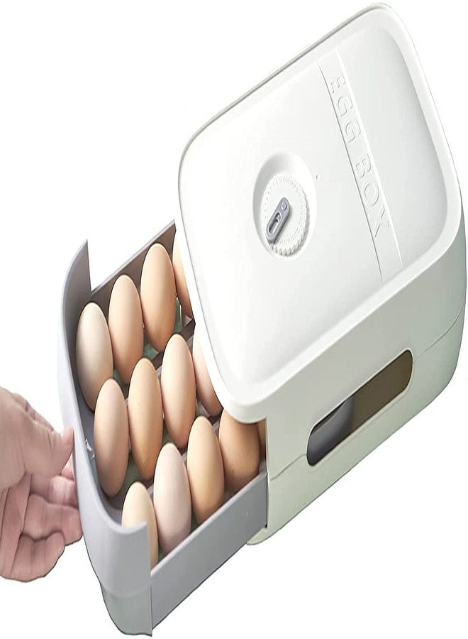 Evona Refrigerator Egg Container - Multi-Layer Household Drawer Type Box for Kitchen Fridge - Colorful Fresh Saving Container (White) - Image 1